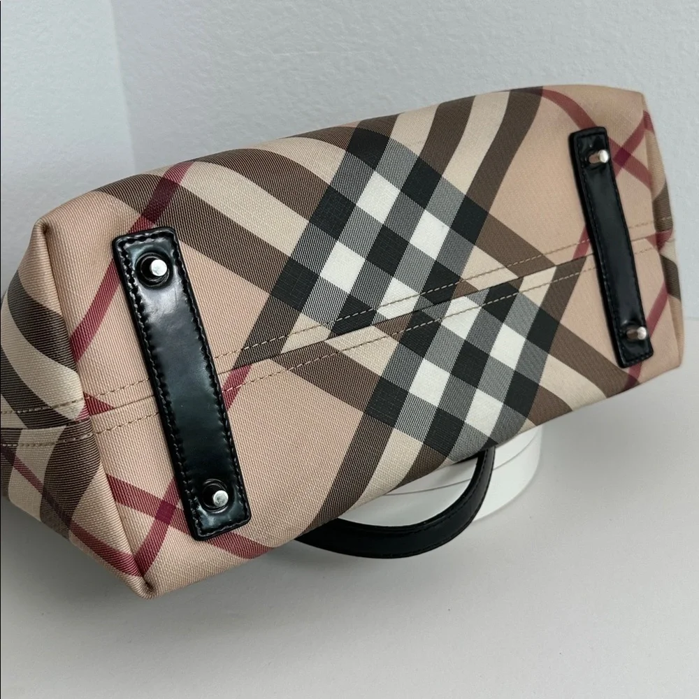 💯Authentic BURBERRY NOVA CHECK TOTE BAG LEATHER  HANDBAGS🍀